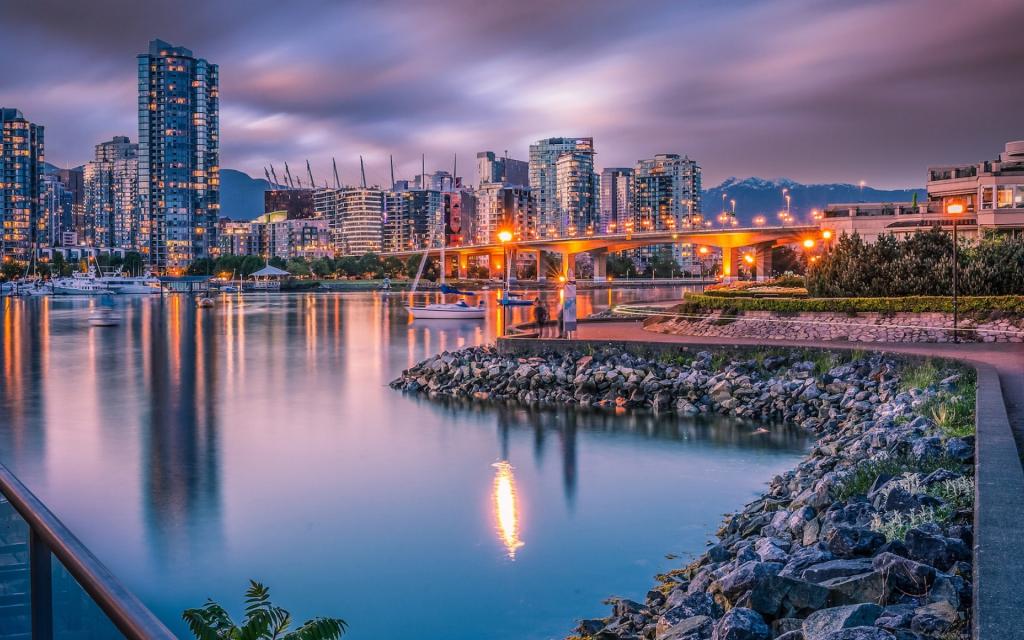 加拿大温哥华福尔斯溪港湾夜景