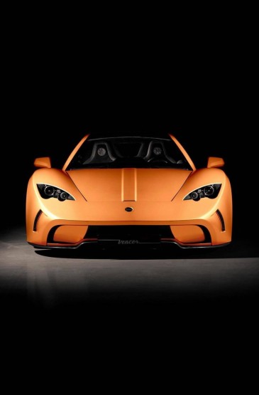 帅气橙色跑车黑色背景