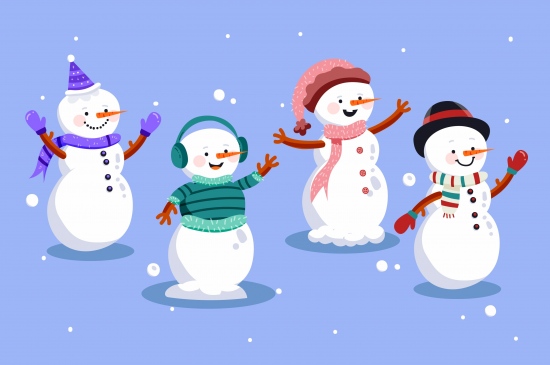四个可爱的圣诞小雪人