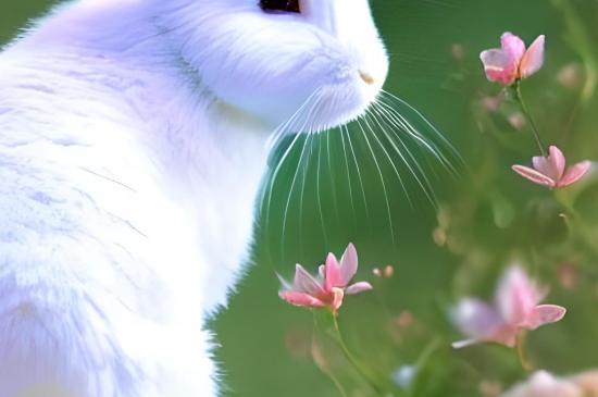 花丛边的小白兔