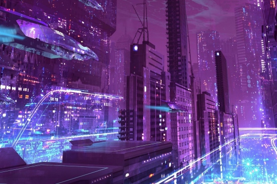 赛博朋克未来城市幻想图景