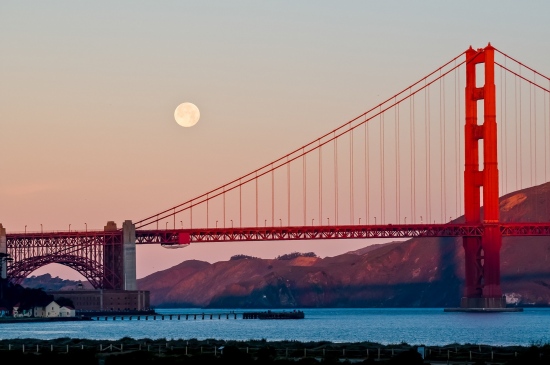 旧金山大桥的月色唯美风景壁纸