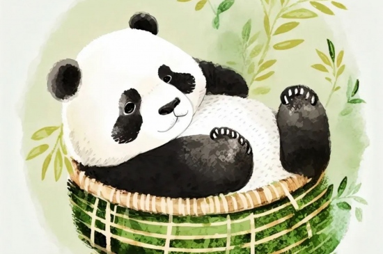 萌萌的大熊猫插画壁纸