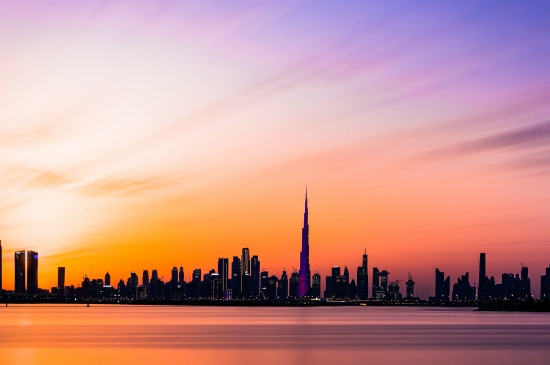 迪拜落日美景实拍图片