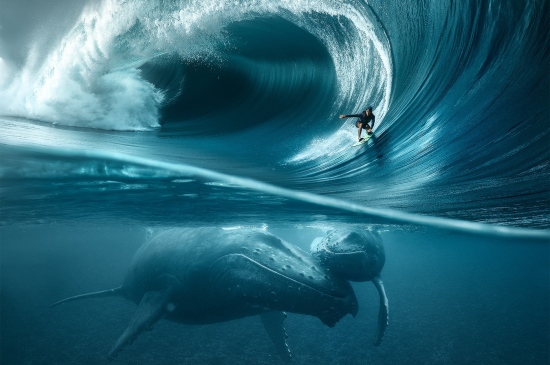 浪下巨鲸图片