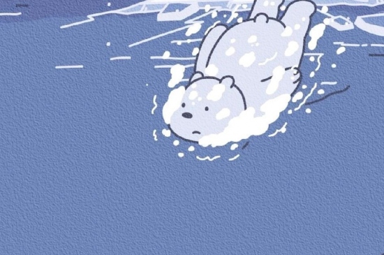 潜水的白熊插画壁纸