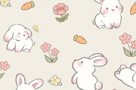 兔年最新可爱小兔子平铺壁纸