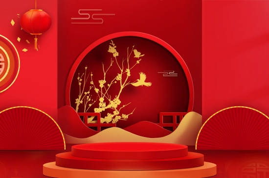 春节中国风展台背景图