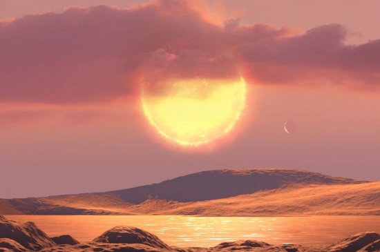 大漠上的艳阳唯美图片
