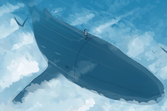 云上鲸鱼插画壁纸免费下载
