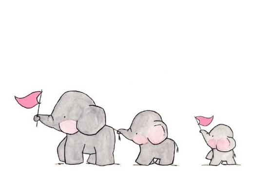 可爱的小象一家