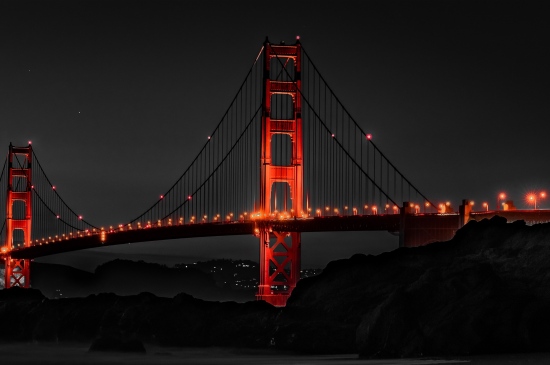 夜色中的美国旧金山大桥图片