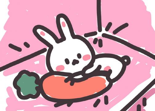 抱着胡萝卜的可爱兔子涂鸦