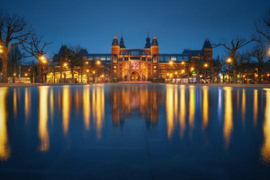阿姆斯特丹城市灯光美丽夜景