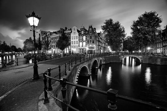 傍晚的阿姆斯特丹运河